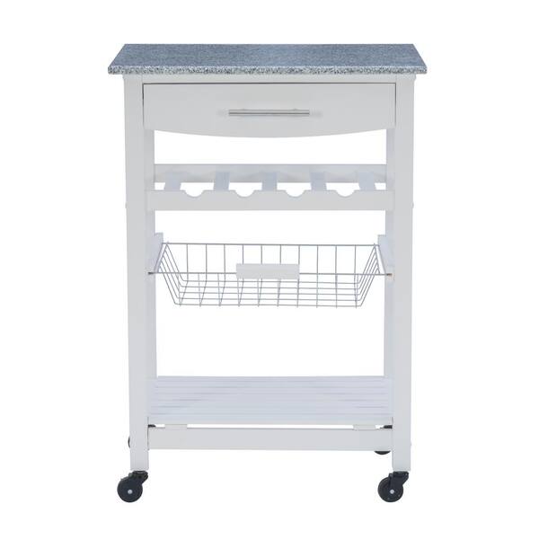 Linon Home Decor Todd Green Kitchen Cart with Granite Top and Storage