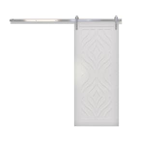 30 in. x 84 in. Zaftig Sway Bright White Wood Sliding Barn Door with Hardware Kit in Stainless Steel