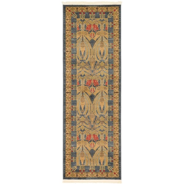 Unique Loom Edinburgh Carnation Blue 2' 0 x 6' 0 Runner Rug