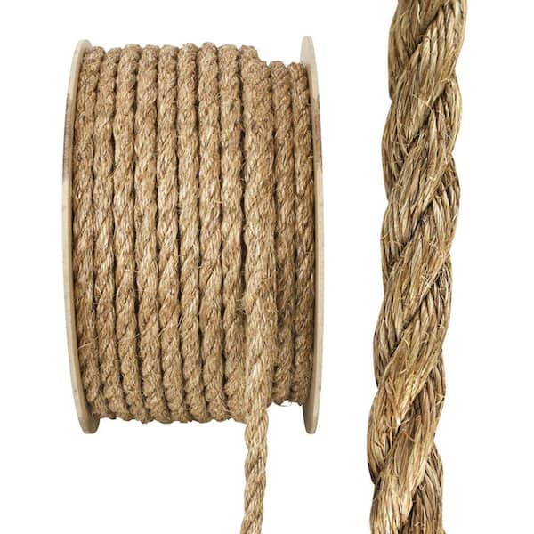 Crown Bolt 1 in. x 75 ft. Manila Twist Rope, Natural