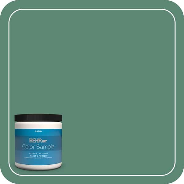 BEHR PREMIUM PLUS 8 oz. #MQ6-43 Dark Jade Satin Enamel Interior/Exterior Paint & Primer Color Sample