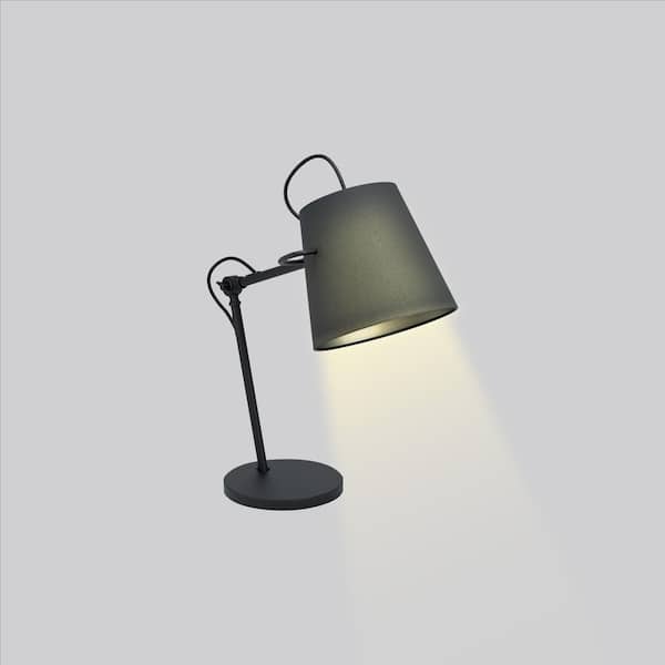 Eglo Granadillos .71 in. Black Desk Lamp with Black Fabric Shade - The Home Depot