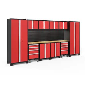 Bold Series 156 in. W x 76.75 in. H x 18 in. D 24-Gauge Steel Garage Cabinet Set in Red (12-Piece)