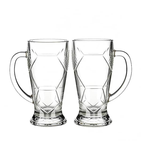 World Cup 2026 Soccer Beer Stein, 22 oz. Crystal Dishwasher Safe Novelty Pint Glass, Kitchen Drinkware, (Set of 2)