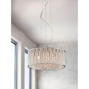 Saynsberry 6-Light Polished Chrome and Crystal Pendant Light Fixture with Crystal Drum Shade
