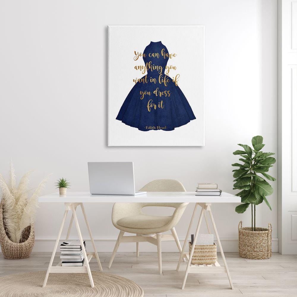 Blue Gown Fashion Quote Canvas Art, 36" x 48"