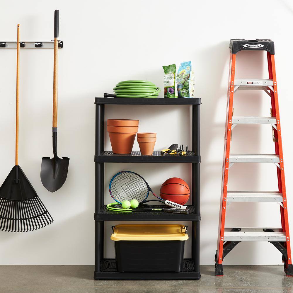 Maxit Black 4-Shelf Adjustable Ventilated Shelving Unit