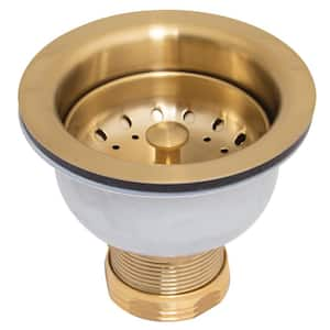 Stainless Steel and Brass Deep Dish Posi-Lock Basket Strainer Assembly in Aged Brass