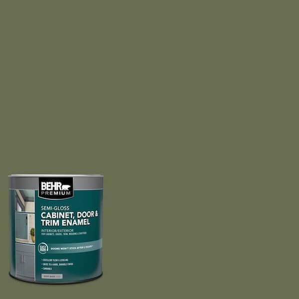BEHR PREMIUM 1 qt. #S380-7 Global Green Semi-Gloss Enamel Interior/Exterior Cabinet, Door & Trim Paint