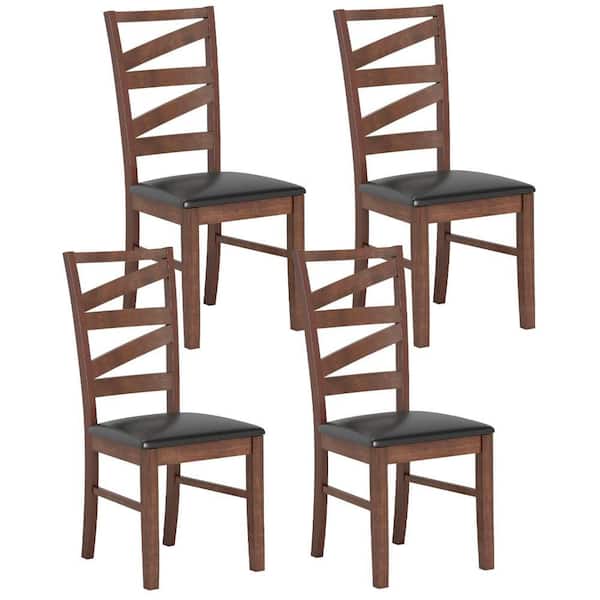 Dining Chairs Set of 4 Rubber Wood Legs Faux Leather Upholstered Seat Armless