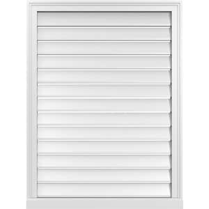 30 in. x 40 in. Vertical Surface Mount PVC Gable Vent: Functional with Brickmould Sill Frame
