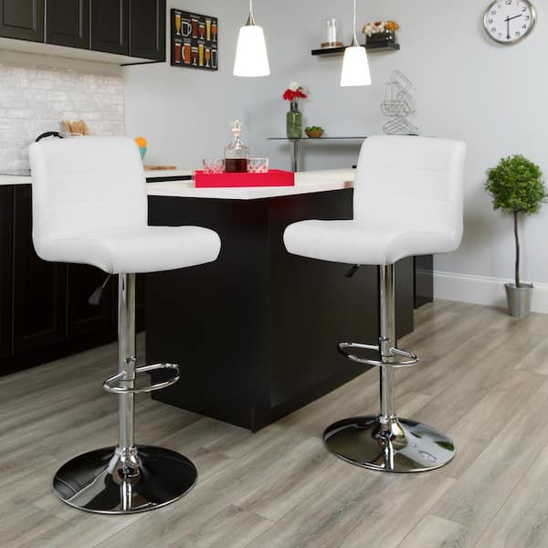 Adjustable height white cushioned bar stool online
