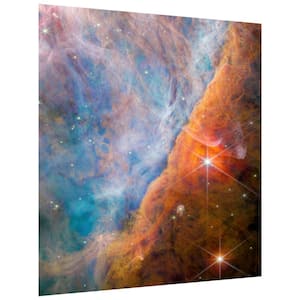 "Shimmering Orion Nebula" Multi-color Free Floating Reverse Unframed Printed Tempered Art Glass Wall Art 38 in. x 38 in.