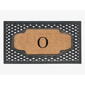 A1HC Mesh Border Black 23 in. x 38 in. Rubber and Coir Heavy-Weight Outdoor Durable Monogrammed O Door Mat