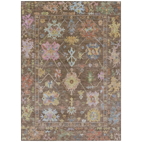 Chantille Machine Washable Indoor/Outdoor Abstract ACN2234 Brown 2 ft. 6 in. x 3 ft. 10 in. Area Rug