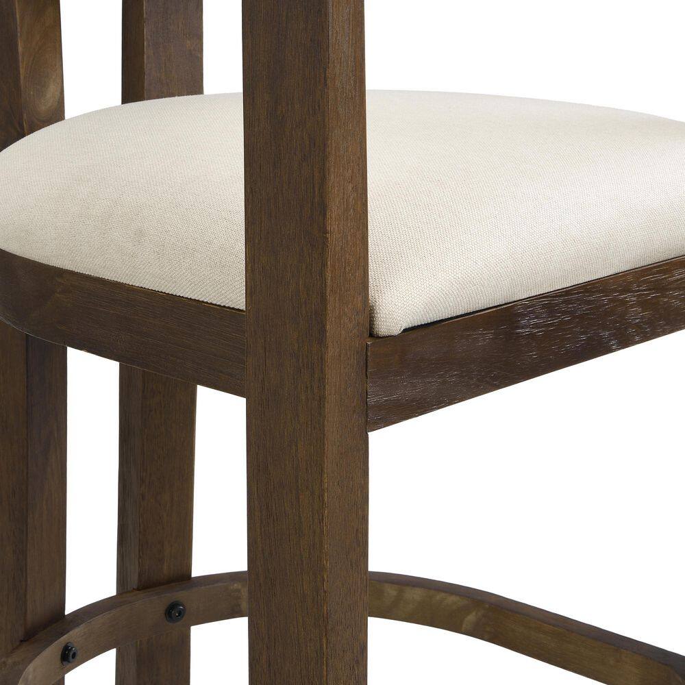 Close-up of the wooden frame of a bar stool.