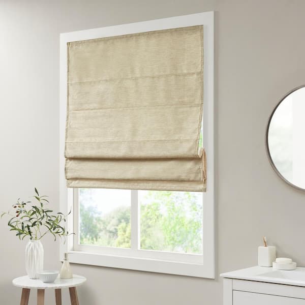 Leighton Taupe Cordless Printed Polyester 33 in. W x 64 in. L Room Darkening Roman Shade