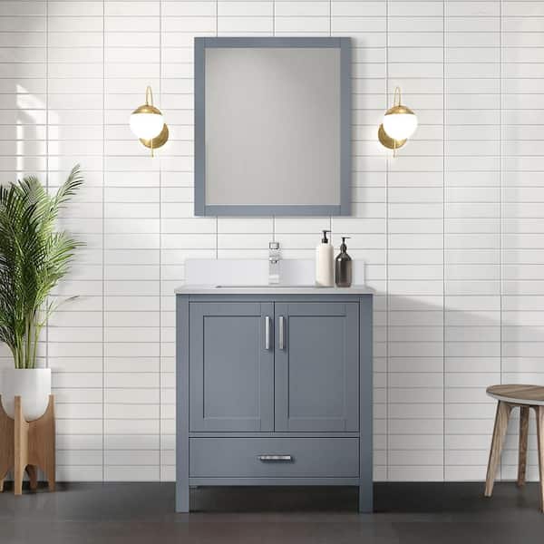 Lexora Jacques 30 in. W x 22 in. D Dark Grey Bath Vanity and Cultured Marble Top