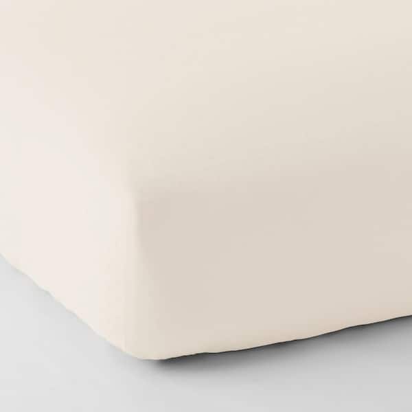 The Company Store Legends Luxury Dot Cream 500-Thread Count Cotton Sateen Queen Fitted Sheet