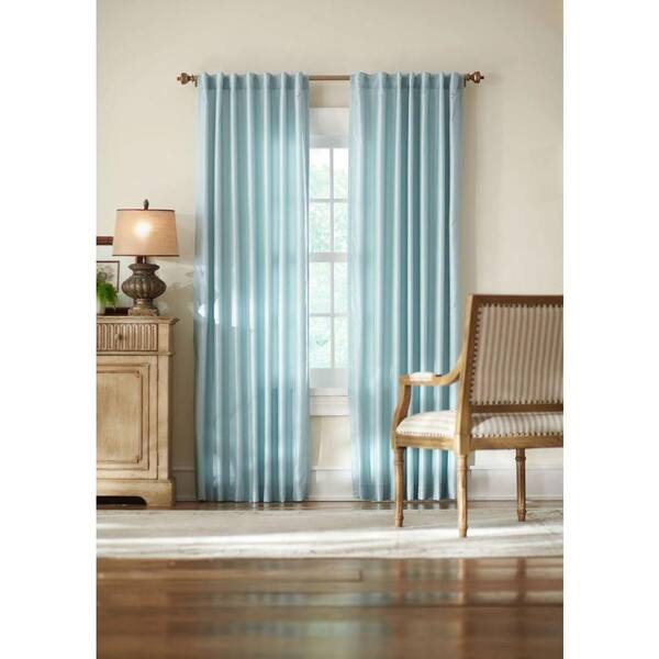 Home Decorators Collection Semi-Opaque Blue Slub Faux Silk Back Tab Curtain