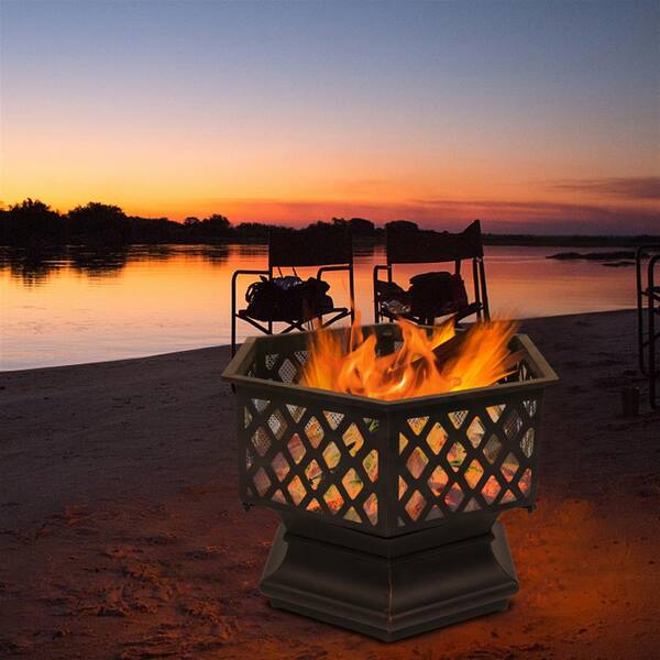 22 In Hexagonal Shaped Iron Brazier, Beer Shaped Fire Pits