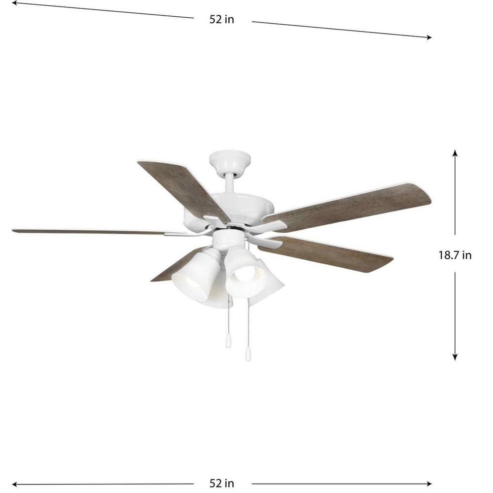 AirPro 52" White and Antique Wood Ceiling Fan with LED Light