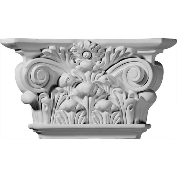 Ekena Millwork 12-1/4 in. x 3-1/2 in. x 6-7/8 in. Primed Polyurethane Acanthus Leaf Capital