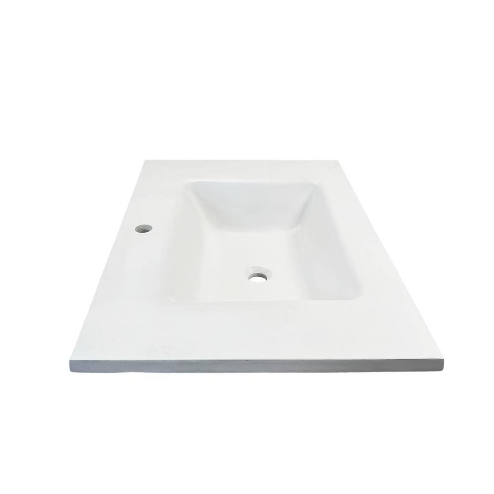 31'' White Concrete Single Bathroom Vanity Top with Integral Sink