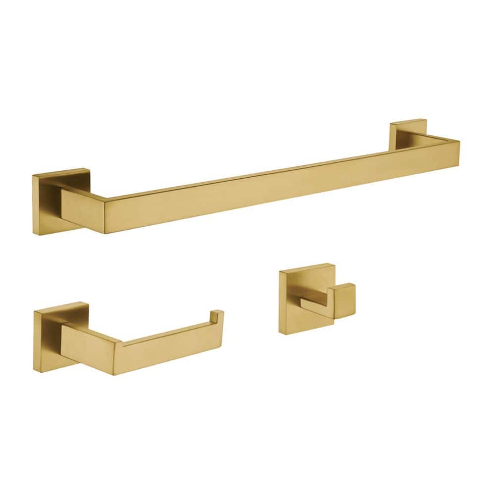 "Lasdun 3-Piece Bathroom Accessory Set with 18"" Towel Bar in Brushed Brass" price history on PriceWatchPro