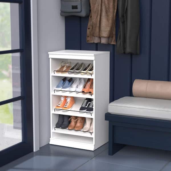 21.39 in. W White Modular Storage Stackable Wood Shoe Shelf Unit Wood Closet System