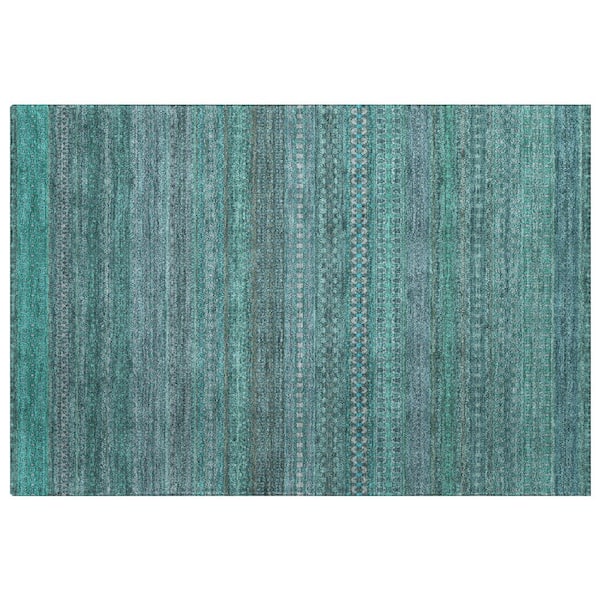 Dream Shag Premium Machine Washable Abstract ADS527 Turquoise 2 ft. x 3 ft. Accent Rug