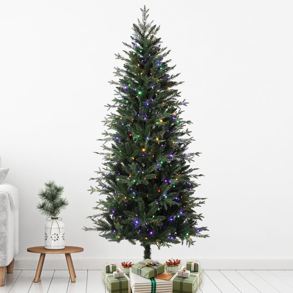 6.5' Green Fir Artificial Christmas Tree with Multicolor LED Lights
