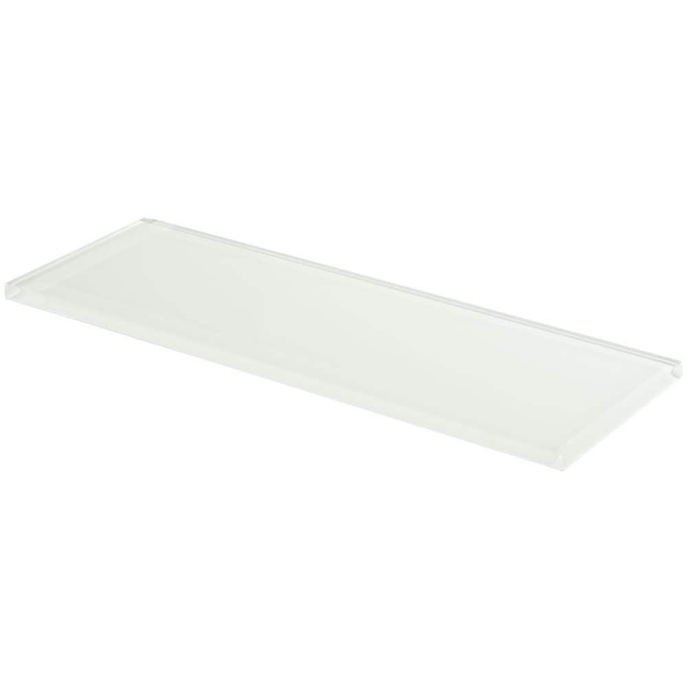Lucid White Polished Glass Subway Tile 4x12