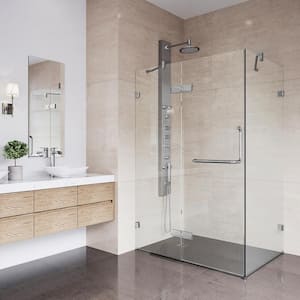 Monteray 34 in. L x 46 in. W x 73 in. H Frameless Pivot Rectangle Shower Enclosure in Chrome with 3/8 in. Clear Glass