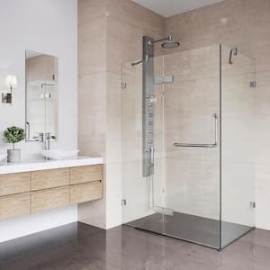 Monteray 30 in. L x 46 in. W x 73 in. H Frameless Pivot Rectangle Shower Enclosure in Chrome with 3/8 in. Clear Glass