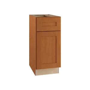 Hargrove Cinnamon Stain Plywood Shaker Assembled Base Kitchen Cabinet Soft Close Left 15 in W x 24 in D x 34.5 in H