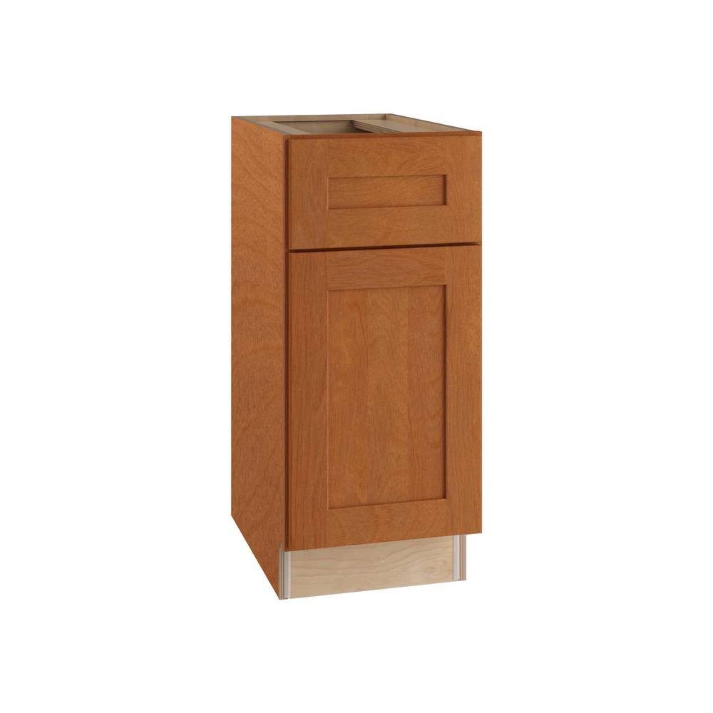 Hargrove Cinnamon Stain Plywood Shaker Assembled Bathroom Cabinet Soft Close Right 12 in W x 21 in D x 34.5 in H