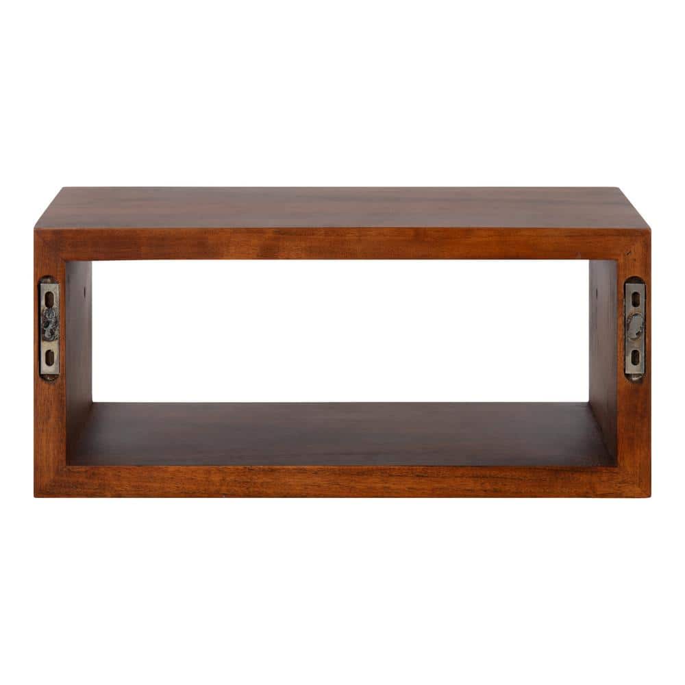 Holt Modern Walnut Brown Steel & Wood Floating Cube Shelf