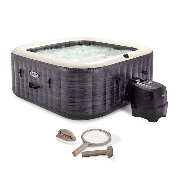 Intex PureSpa Plus 4-Person Inflatable Square Hot Tub Spa with Maintenance Accessory Kit