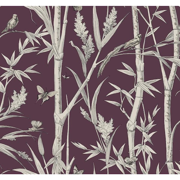 York Wallcoverings Bambou Toile Burgundy Wallpaper Roll