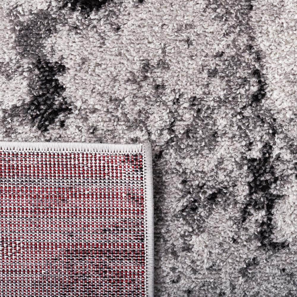 8' x 8' Grey and Black Abstract Synthetic Area Rug
