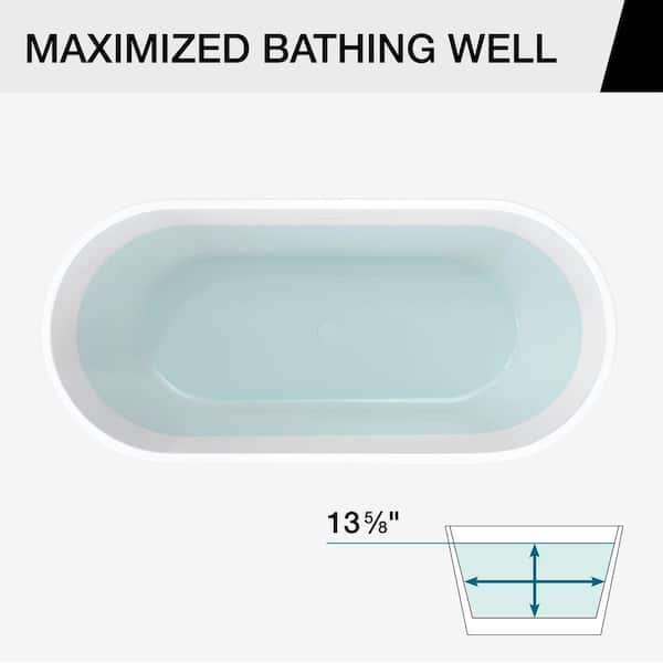Calinda 67 in. x 31 in. Acrylic Whirlpool Freestanding Oval Center Drain Bathtub in White