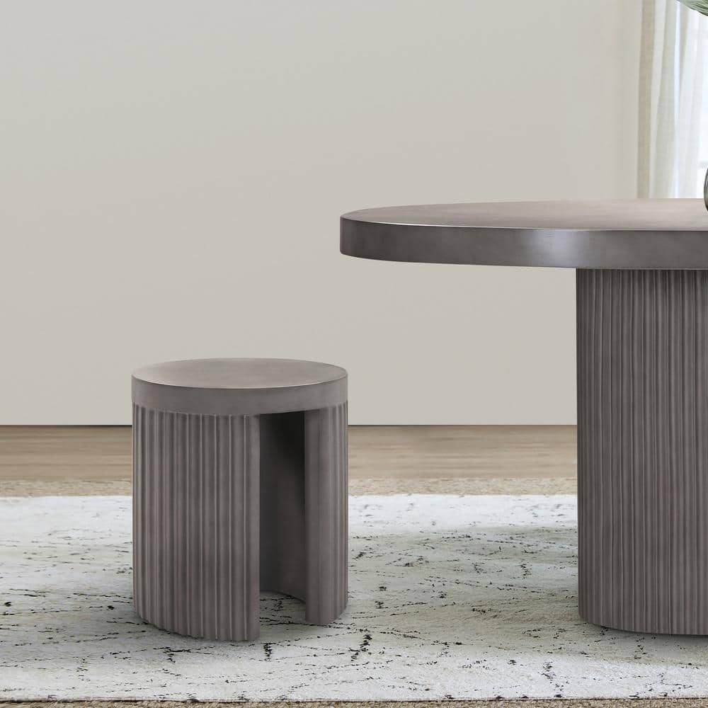 Wave 16 in. W Grey 18 in. H Round Concrete End Table