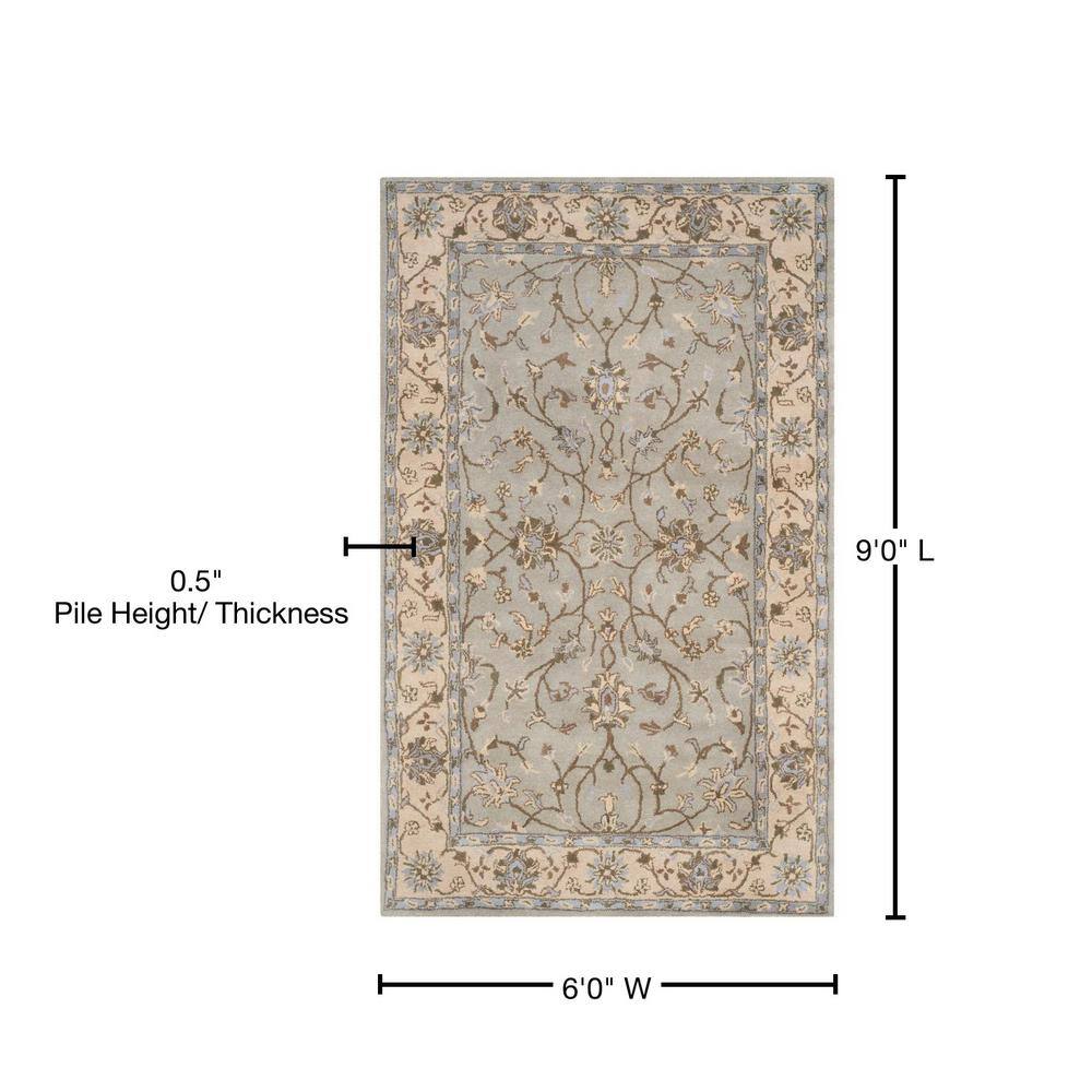 Heritage Hand-Tufted Gray Wool 6' x 9' Rectangular Rug