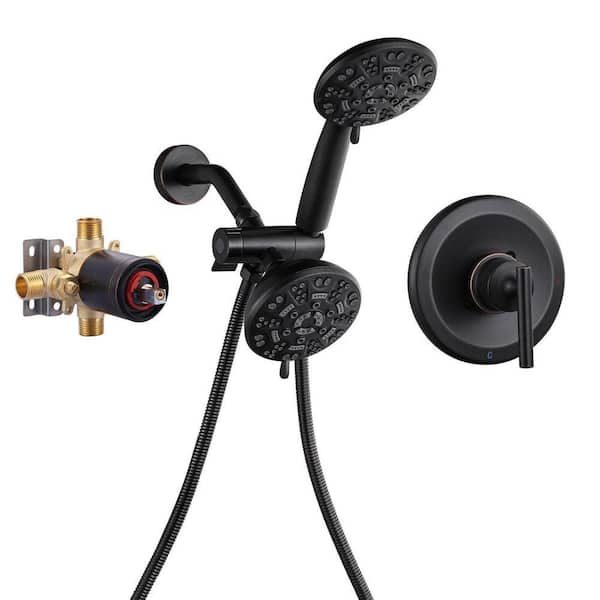 Single Handle7-Spray Shower Faucet and Dual Tub 1.8 GPM with Pressure Balance in Oil Rubbed Bronze (Valve Included)