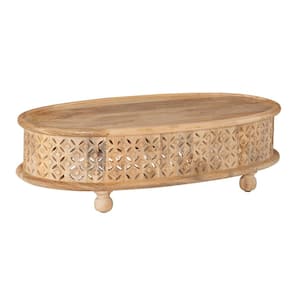 Elia 42 in. Natural Oval Mango Wood Top Coffee Table
