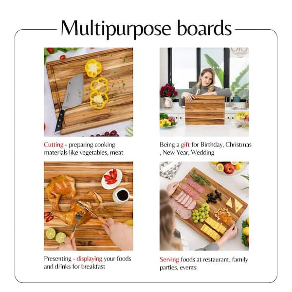 5-Piece 18 in. x 14 in. Rectangular Teak Wood Cutting Board Set  YeaD-CYD0-BTDP - The Home Depot