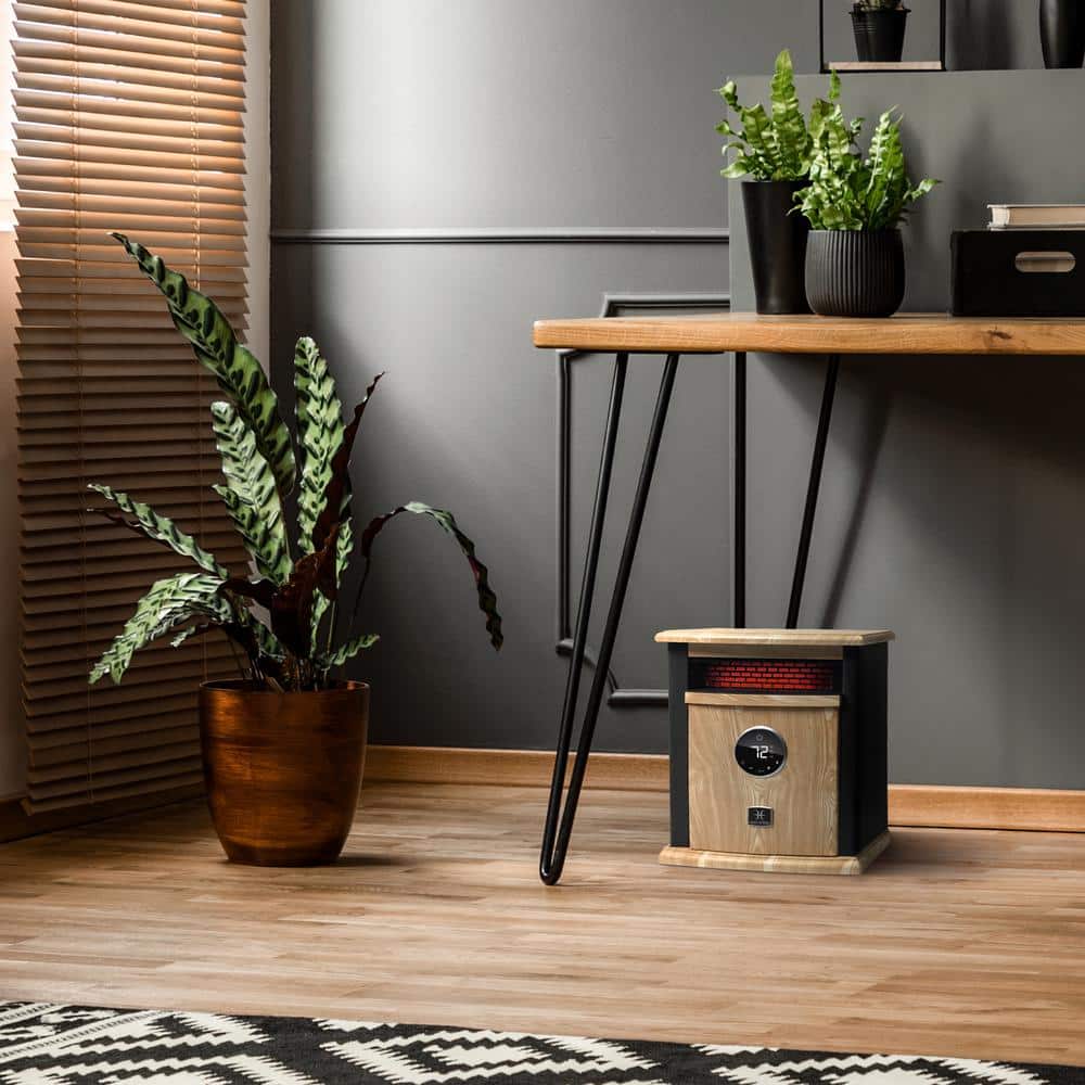 Black and Tan Electric Infrared Quartz Space Heater with Thermostat