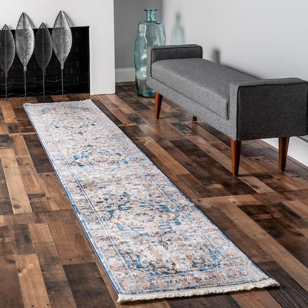 Josephine Winged Cartouche Grey 2 ft. x 8 ft. Runner Rug