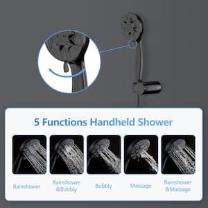 Roun Single-Handle 5-Spray 10 in. Rain Shower Head 1.8 GPM Wall Mounted Shower Faucet in Matte Black